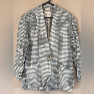 Madewell Light Blue and White Linen Gingham Blazer size XS